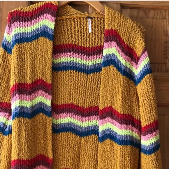 Free People Multicolor Striped Cardigan Small - Picture 4 of 8